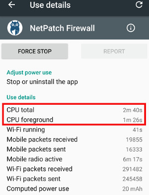 power use of NetPatch Firewall